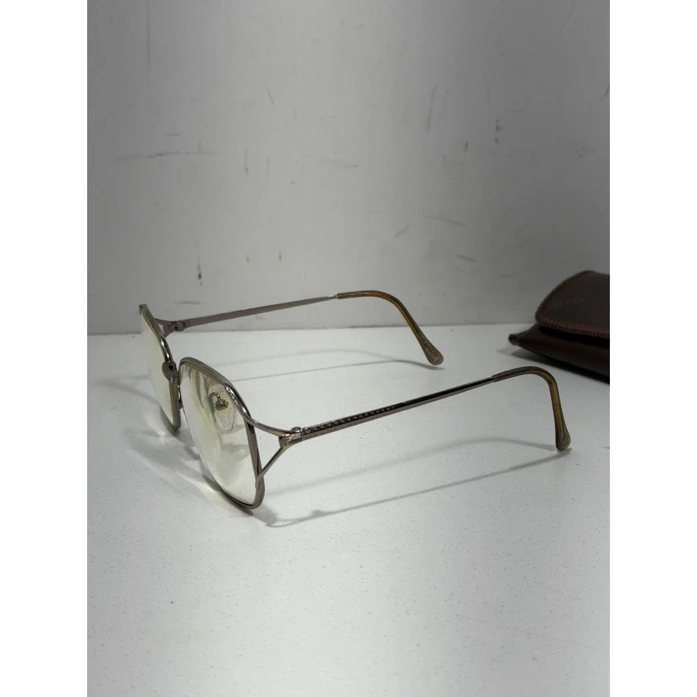 Vintage Oversized Aviator Eyeglasses Frames Silver Tone Double Bridge‎ with Case